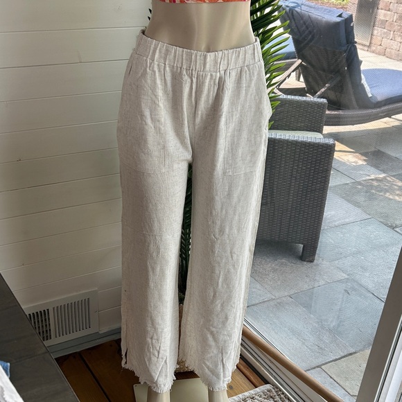 Casual Cream Cotton/ Linen Pants New size Large - Picture 1 of 11